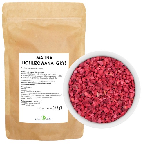 Malina liofilizowana grys - grys malinowy 20g